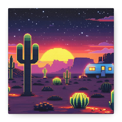 Desert Sunset Canvas Art Print | Retro Series