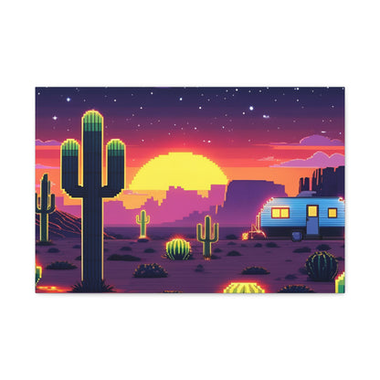 Desert Sunset Canvas Art Print | Retro Series