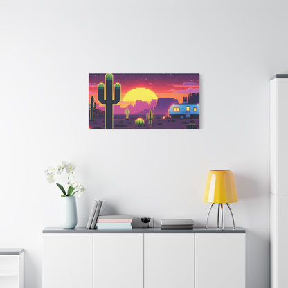 Desert Sunset Canvas Art Print | Retro Series