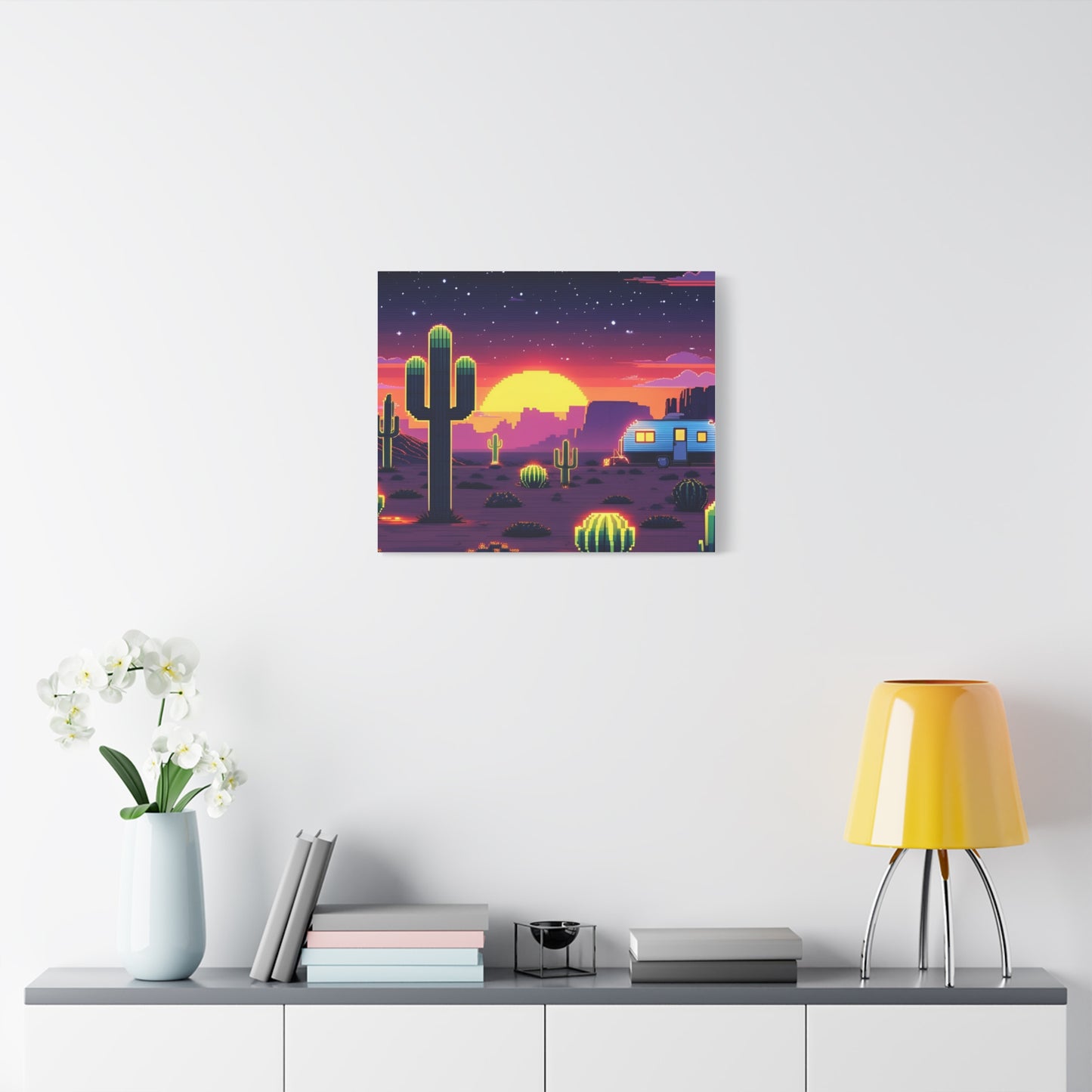Desert Sunset Canvas Art Print | Retro Series