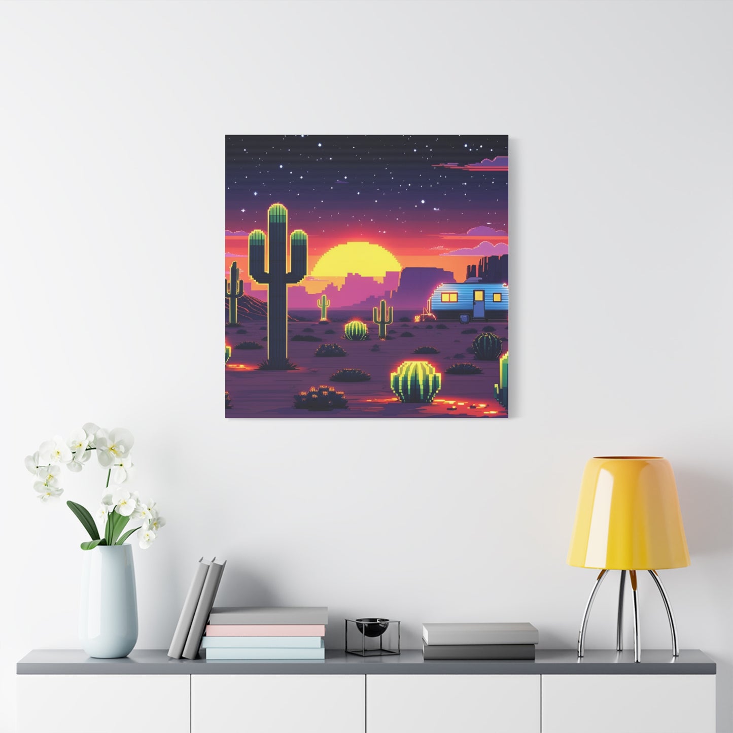 Desert Sunset Canvas Art Print | Retro Series
