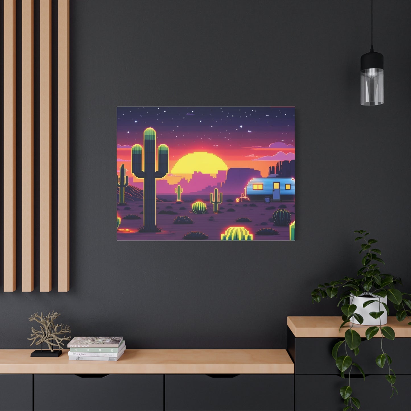 Desert Sunset Canvas Art Print | Retro Series