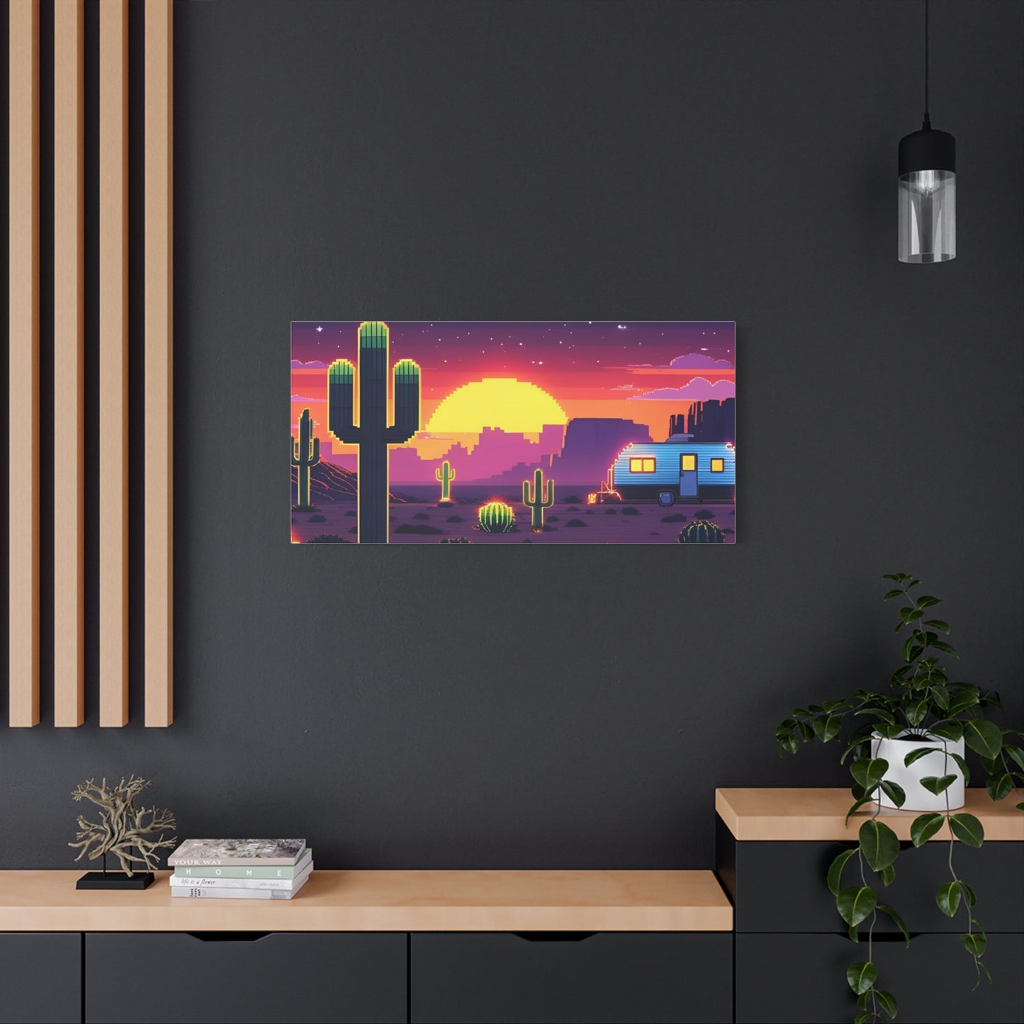 Desert Sunset Canvas Art Print | Retro Series