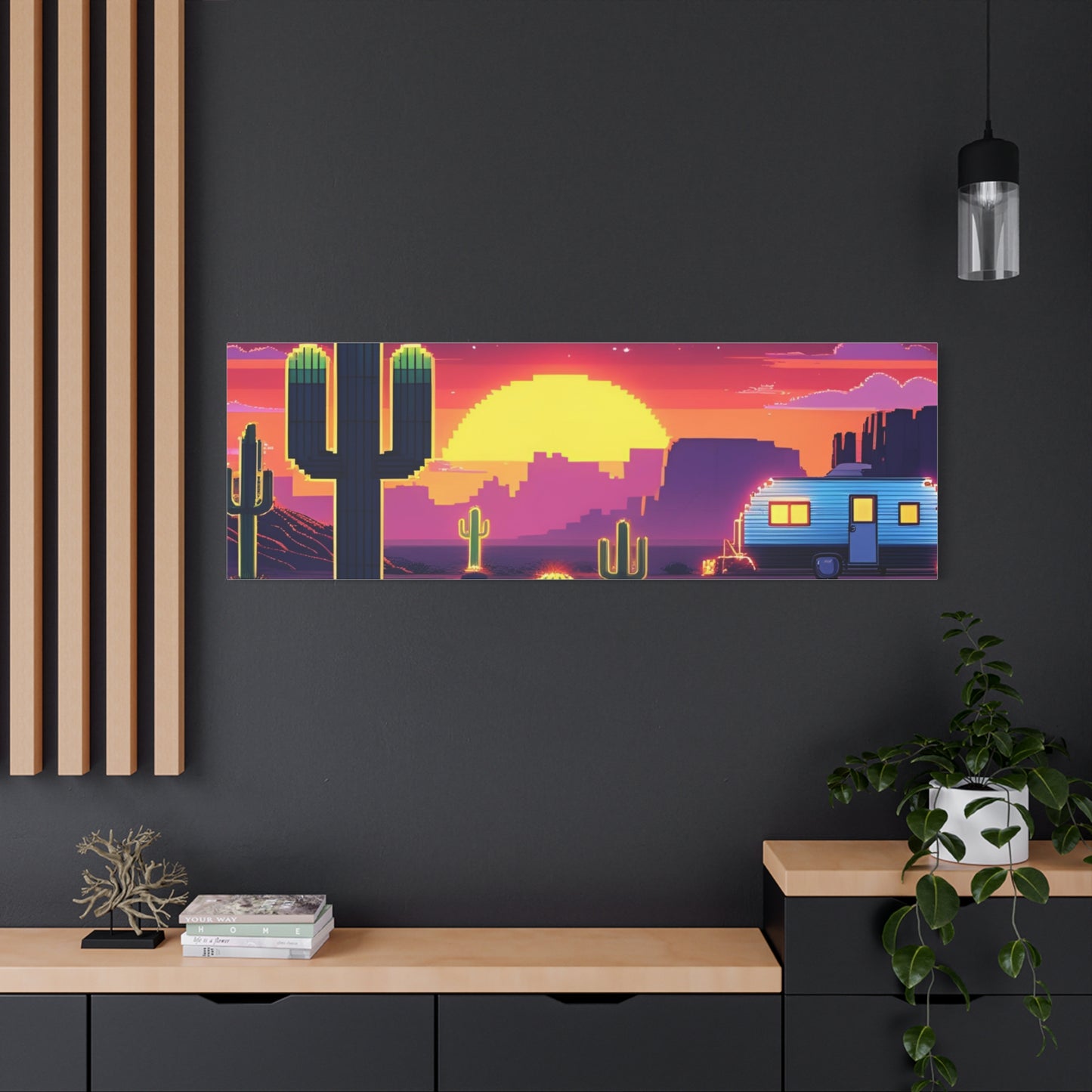 Desert Sunset Canvas Art Print | Retro Series
