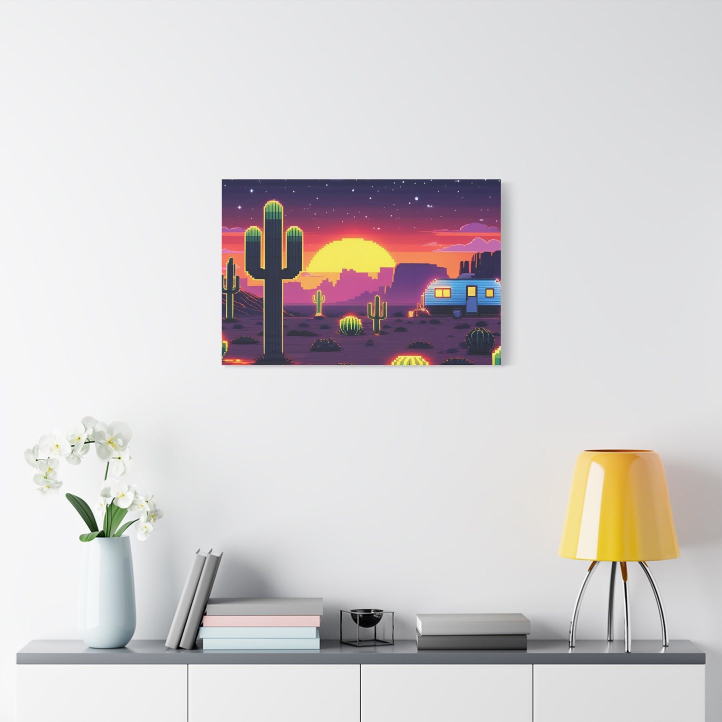 Desert Sunset Canvas Art Print | Retro Series