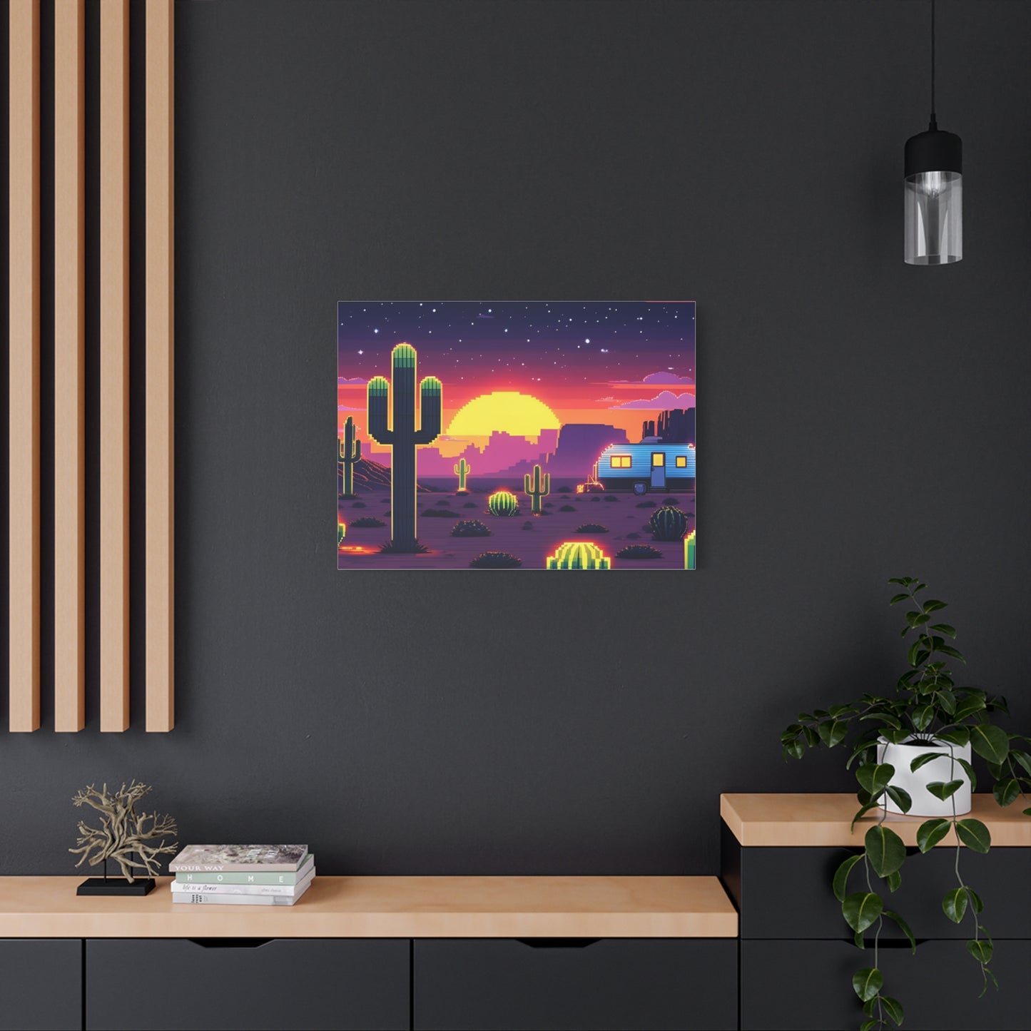Desert Sunset Canvas Art Print | Retro Series