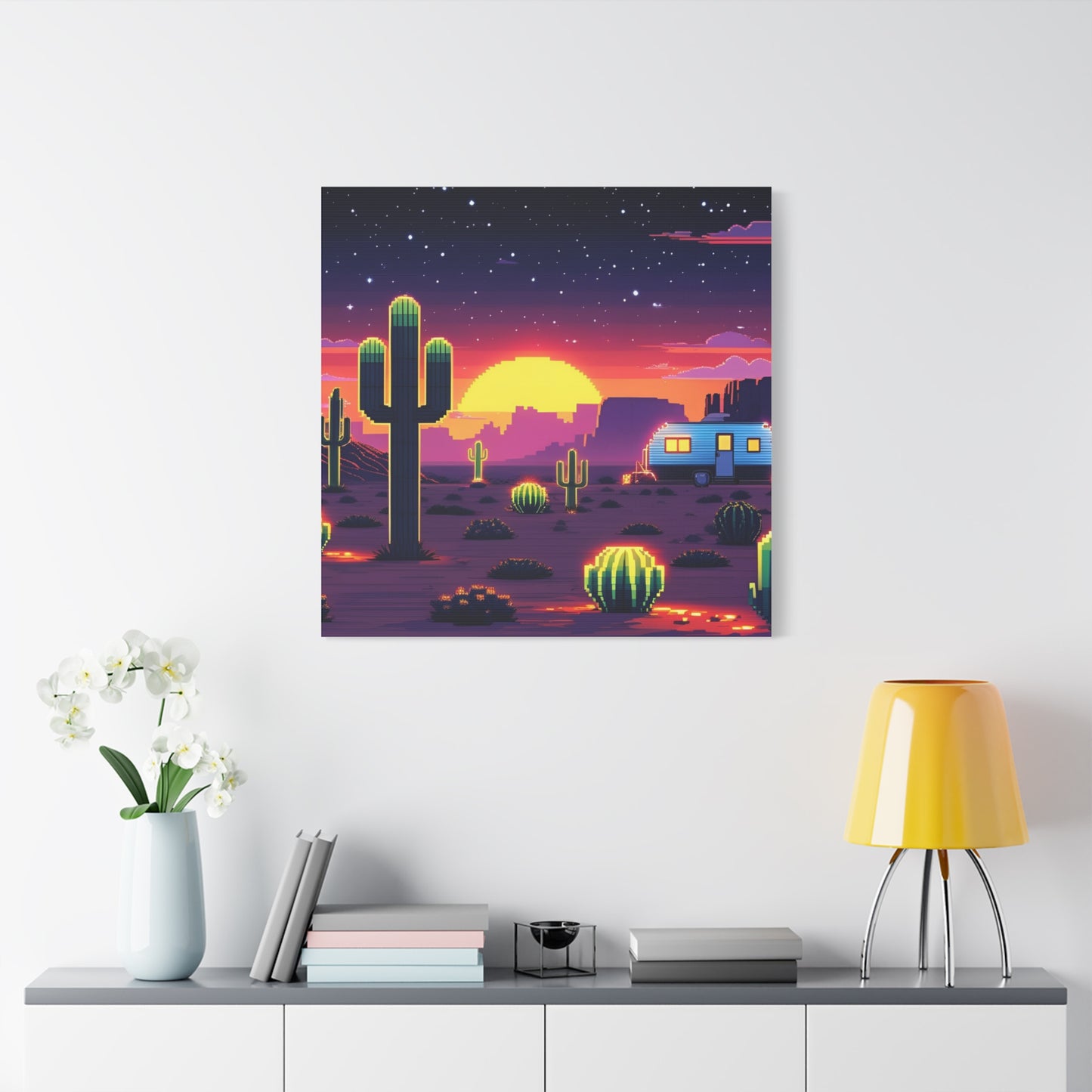 Desert Sunset Canvas Art Print | Retro Series