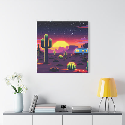 Desert Sunset Canvas Art Print | Retro Series
