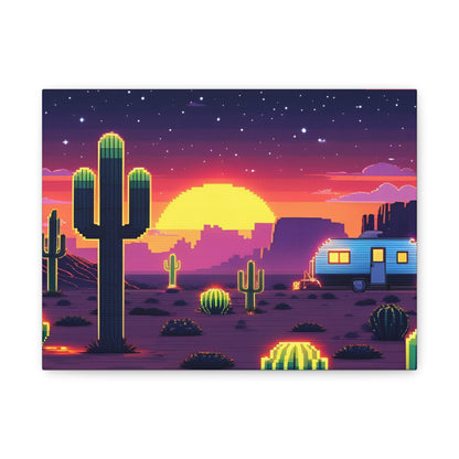 Desert Sunset Canvas Art Print | Retro Series