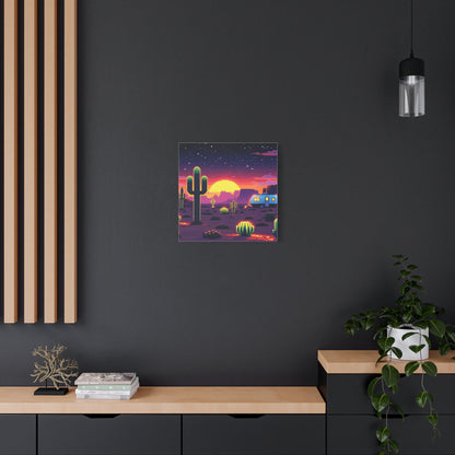 Desert Sunset Canvas Art Print | Retro Series