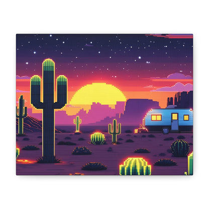 Desert Sunset Canvas Art Print | Retro Series