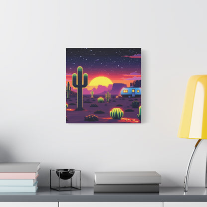 Desert Sunset Canvas Art Print | Retro Series