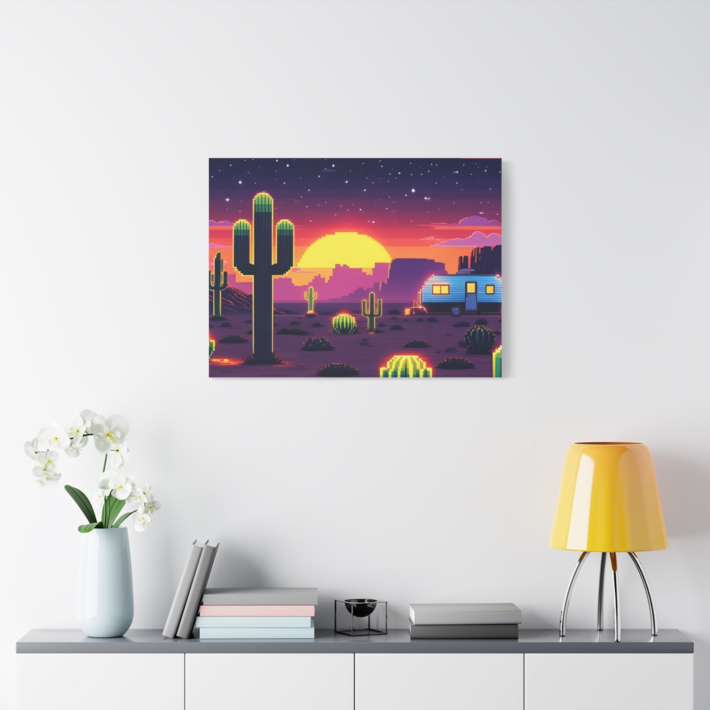 Desert Sunset Canvas Art Print | Retro Series