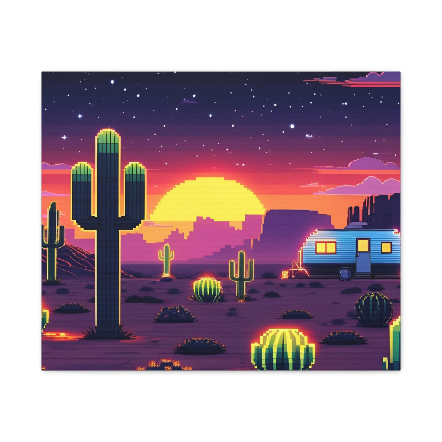 Desert Sunset Canvas Art Print | Retro Series