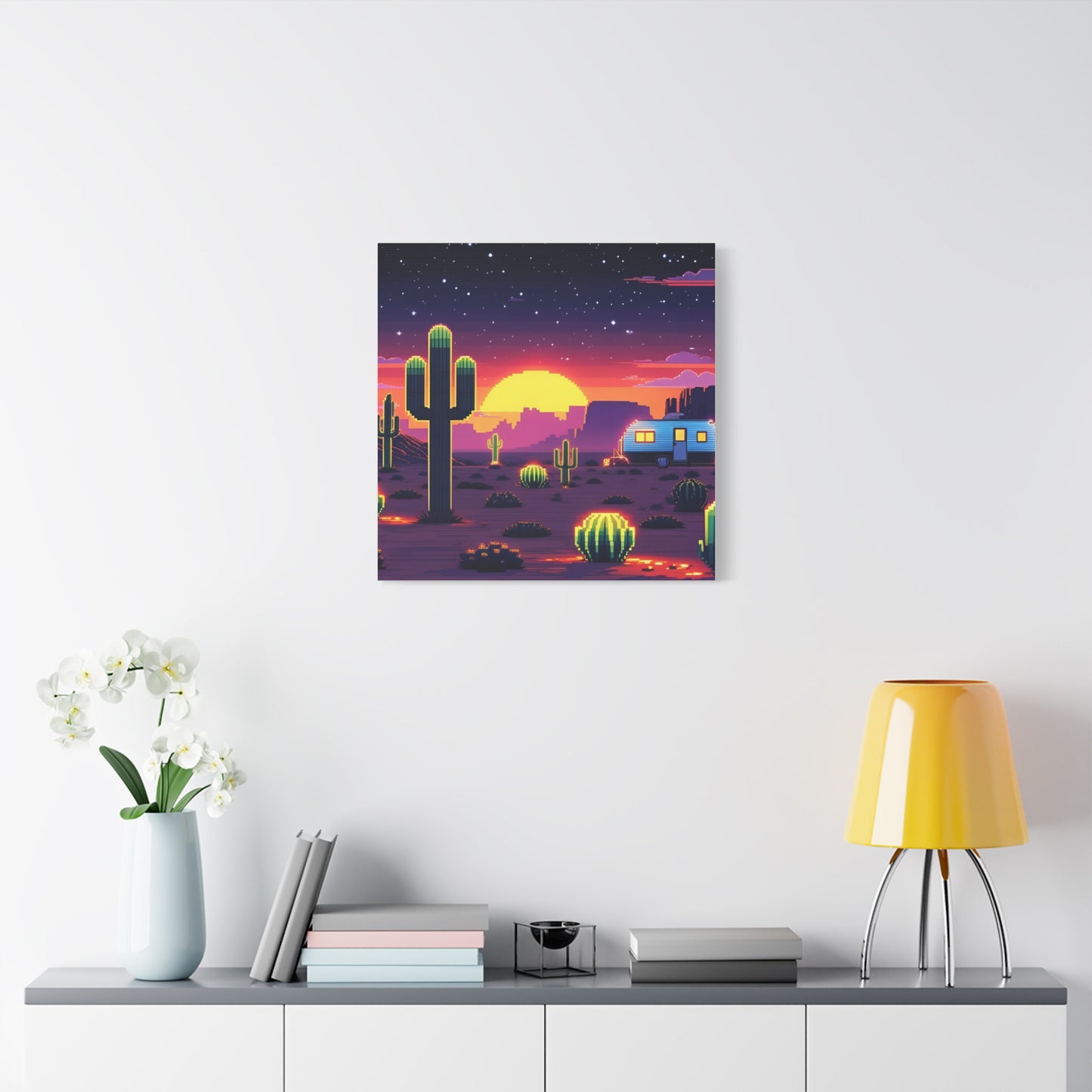 Desert Sunset Canvas Art Print | Retro Series