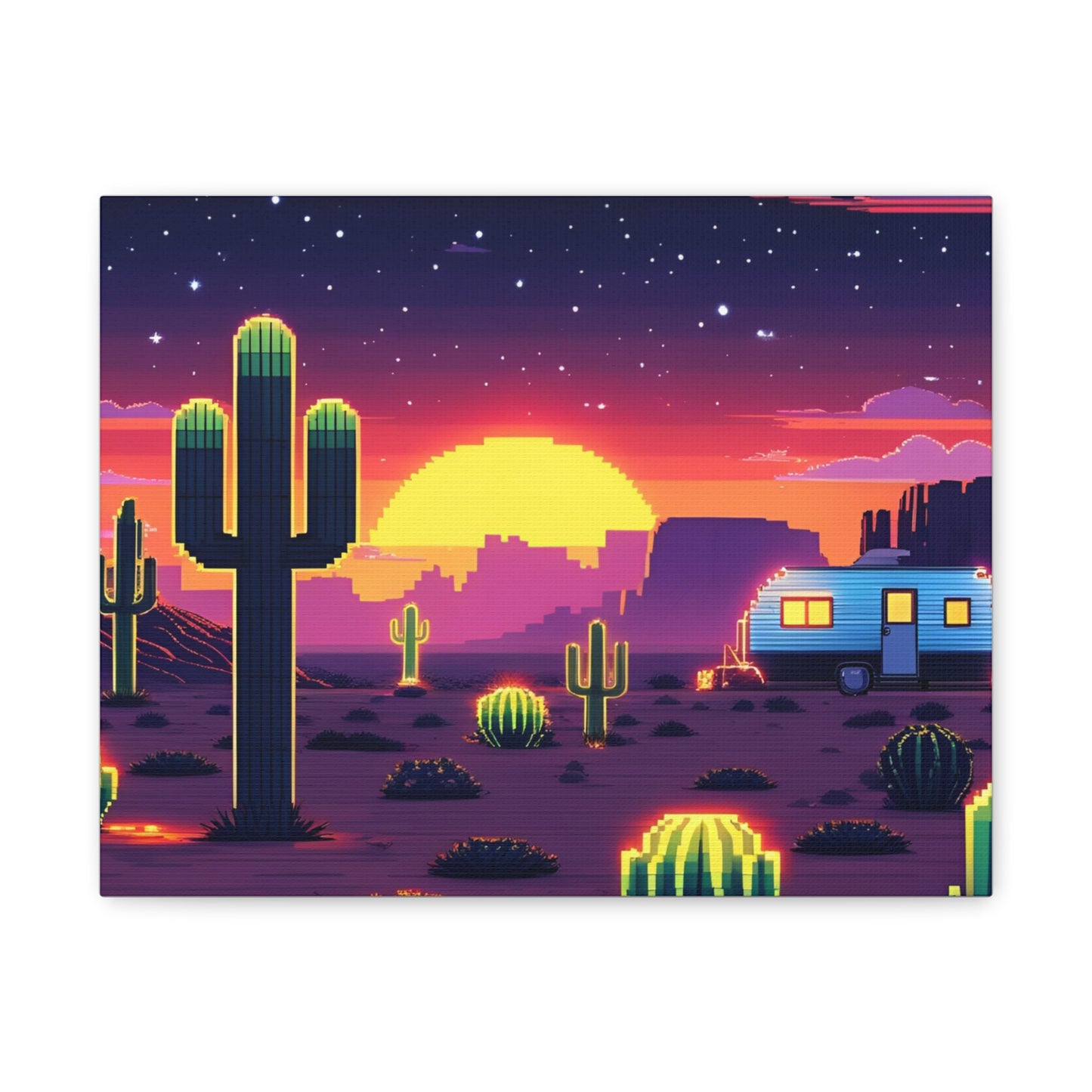 Desert Sunset Canvas Art Print | Retro Series
