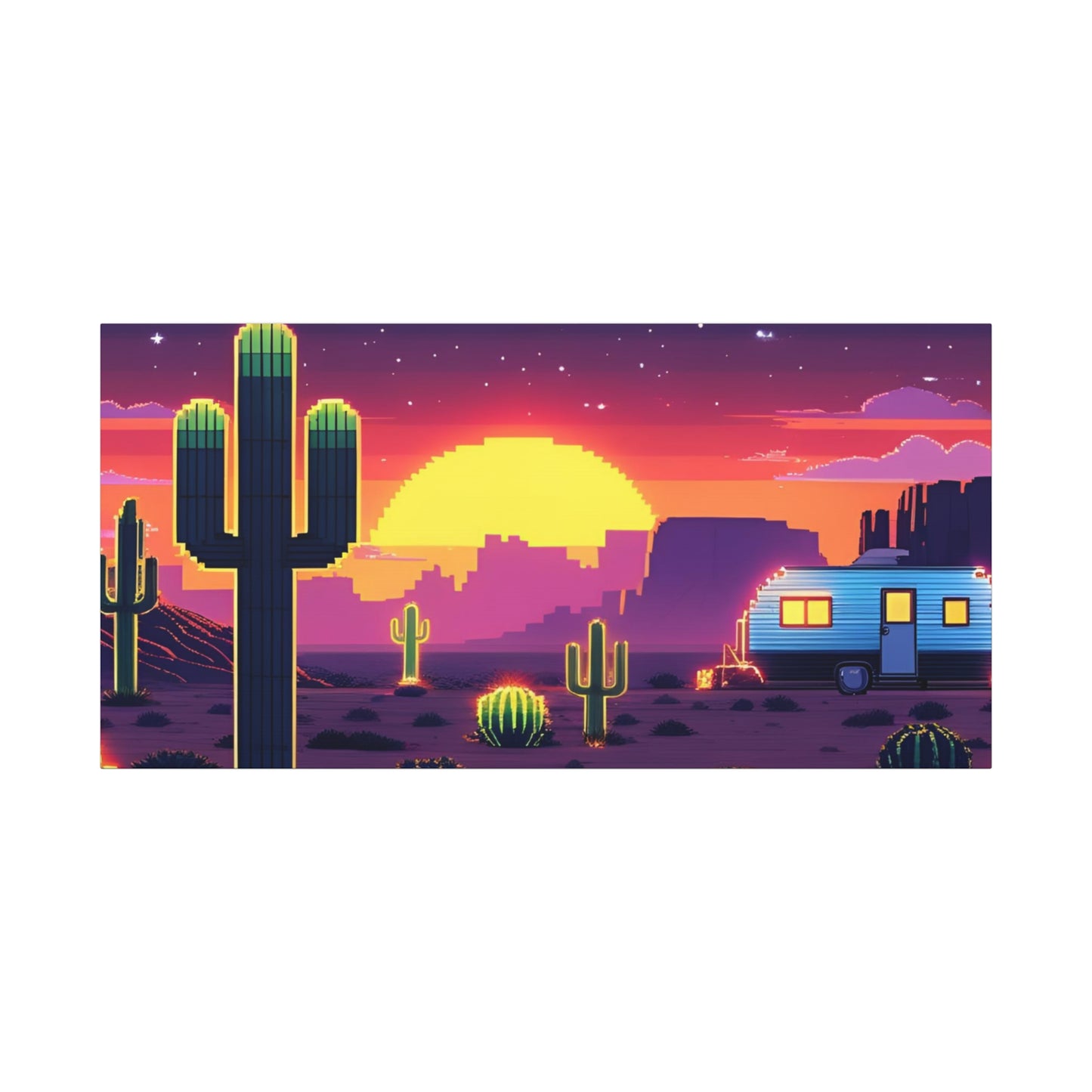 Desert Sunset Canvas Art Print | Retro Series