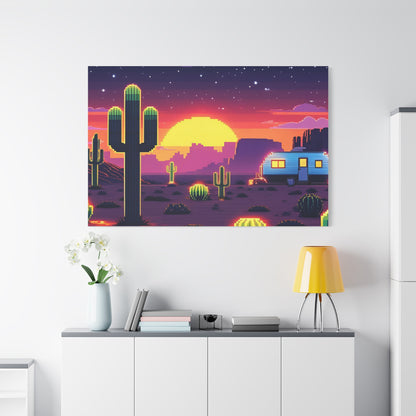 Desert Sunset Canvas Art Print | Retro Series