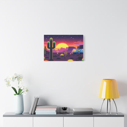 Desert Sunset Canvas Art Print | Retro Series