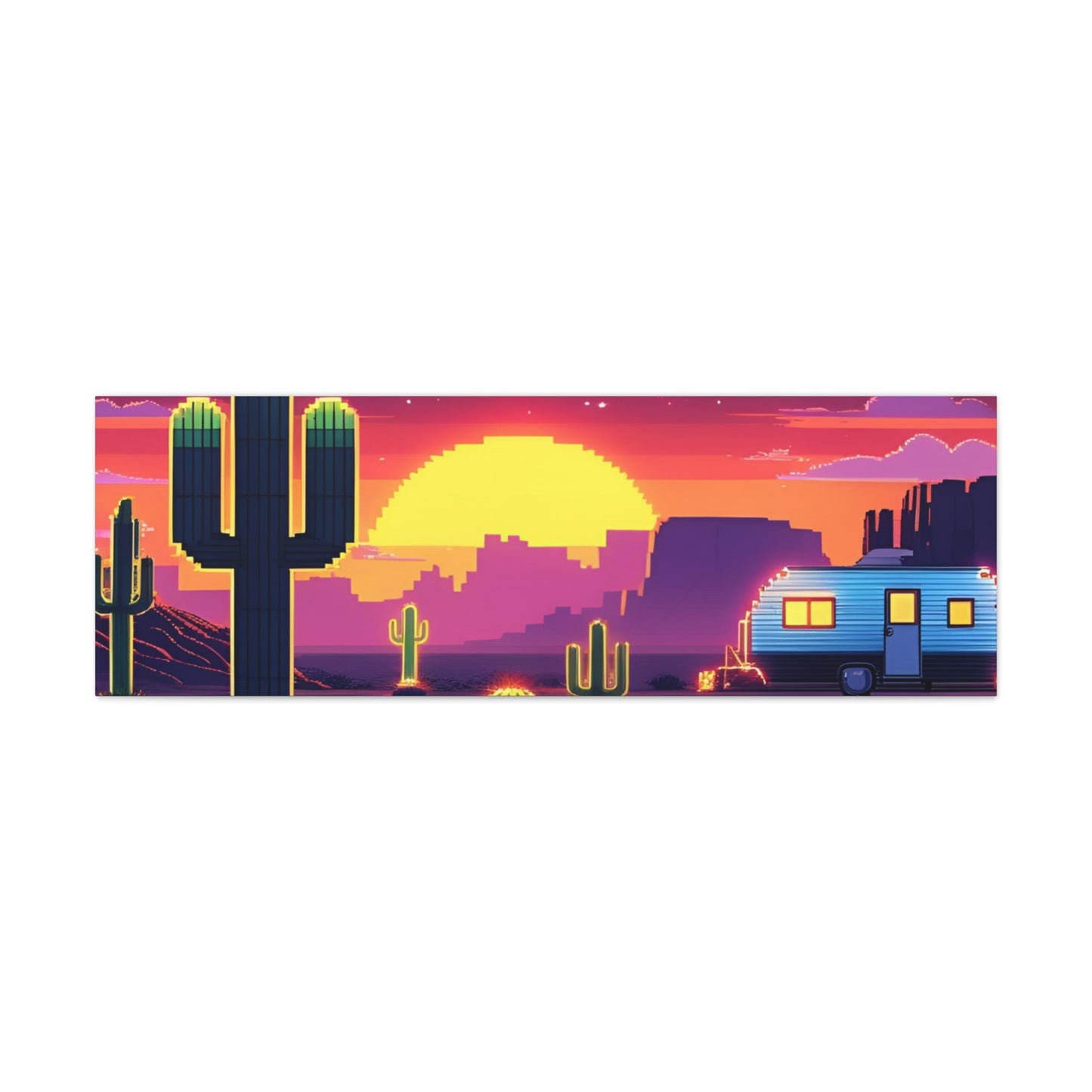 Desert Sunset Canvas Art Print | Retro Series