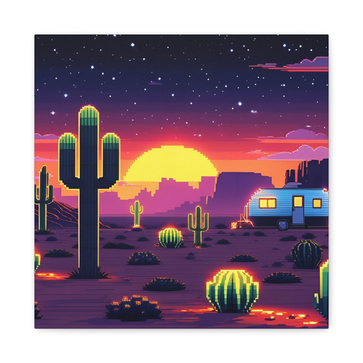 Desert Sunset Canvas Art Print | Retro Series