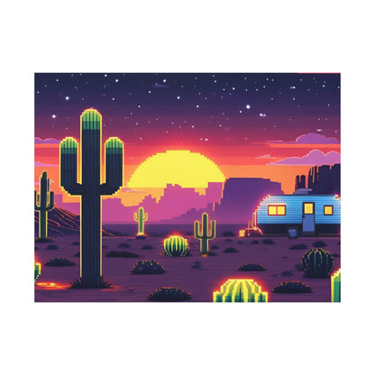 Desert Sunset Canvas Art Print | Retro Series