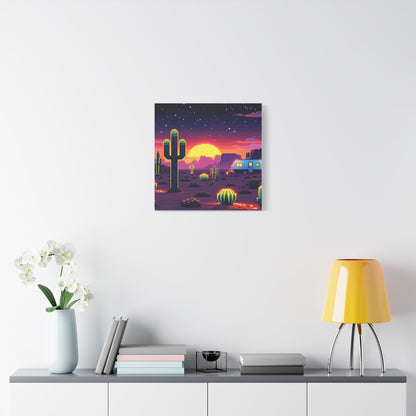 Desert Sunset Canvas Art Print | Retro Series