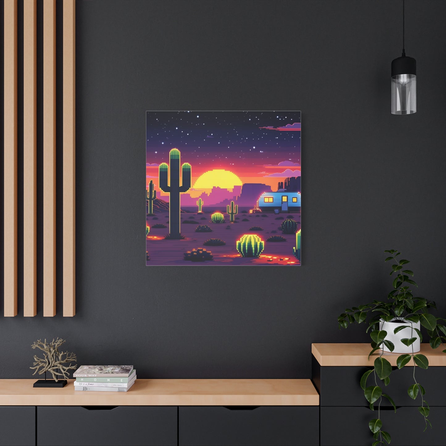 Desert Sunset Canvas Art Print | Retro Series