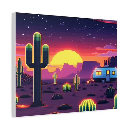 Desert Sunset Canvas Art Print | Retro Series