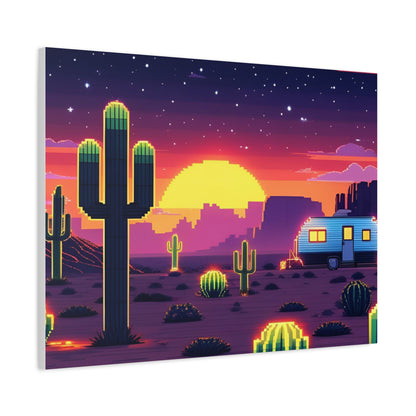 Desert Sunset Canvas Art Print | Retro Series
