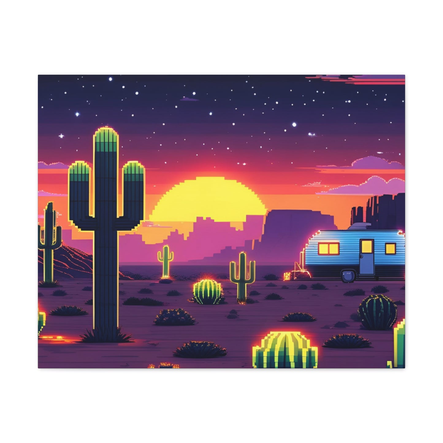 Desert Sunset Canvas Art Print | Retro Series