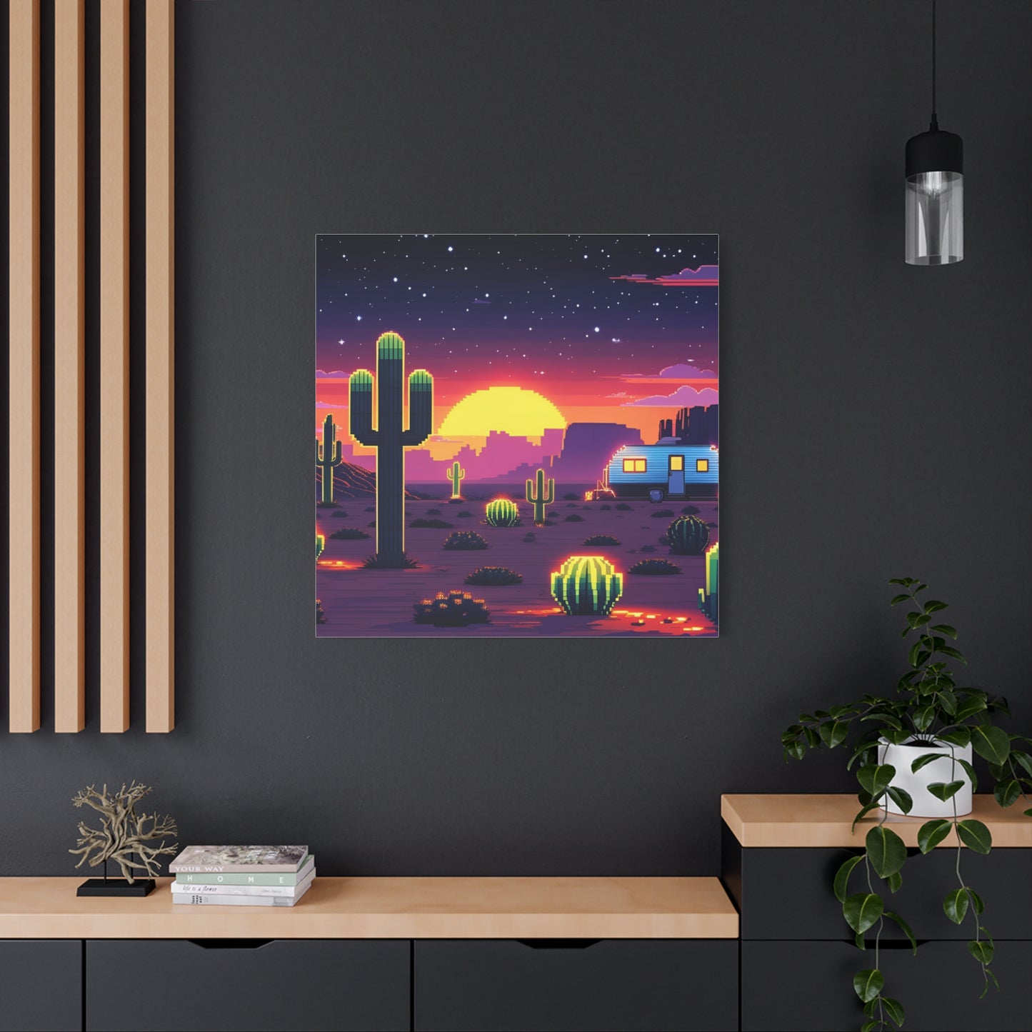 Desert Sunset Canvas Art Print | Retro Series