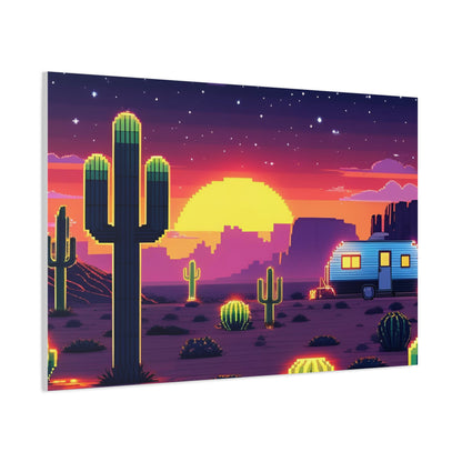 Desert Sunset Canvas Art Print | Retro Series
