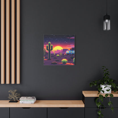 Desert Sunset Canvas Art Print | Retro Series