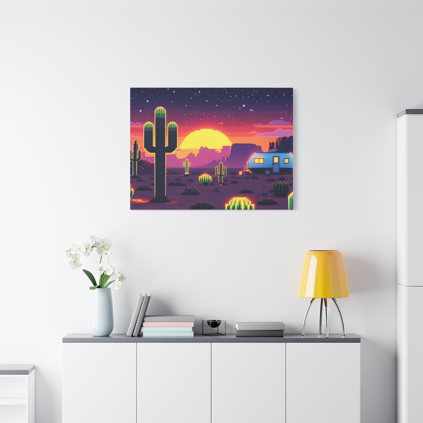 Desert Sunset Canvas Art Print | Retro Series