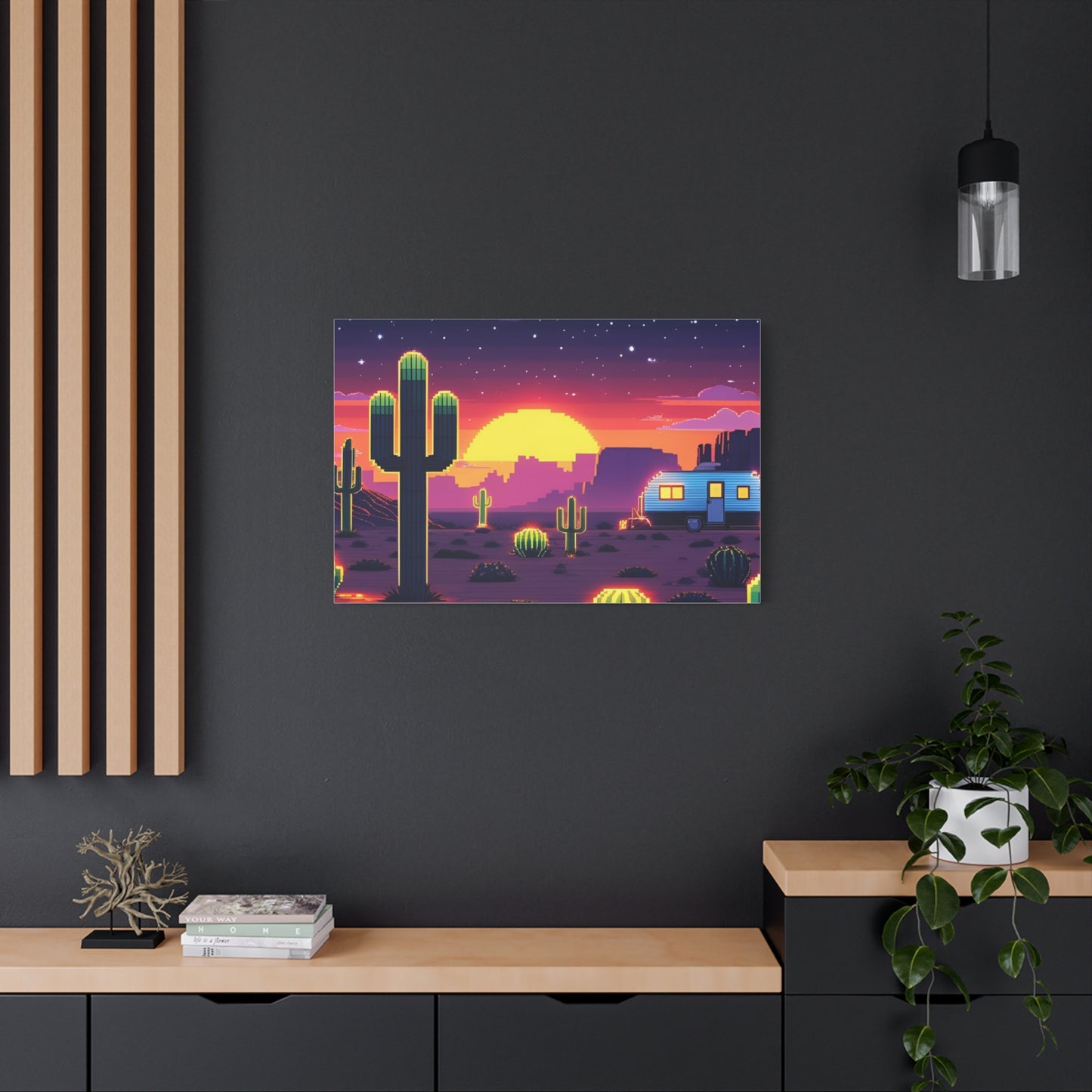 Desert Sunset Canvas Art Print | Retro Series