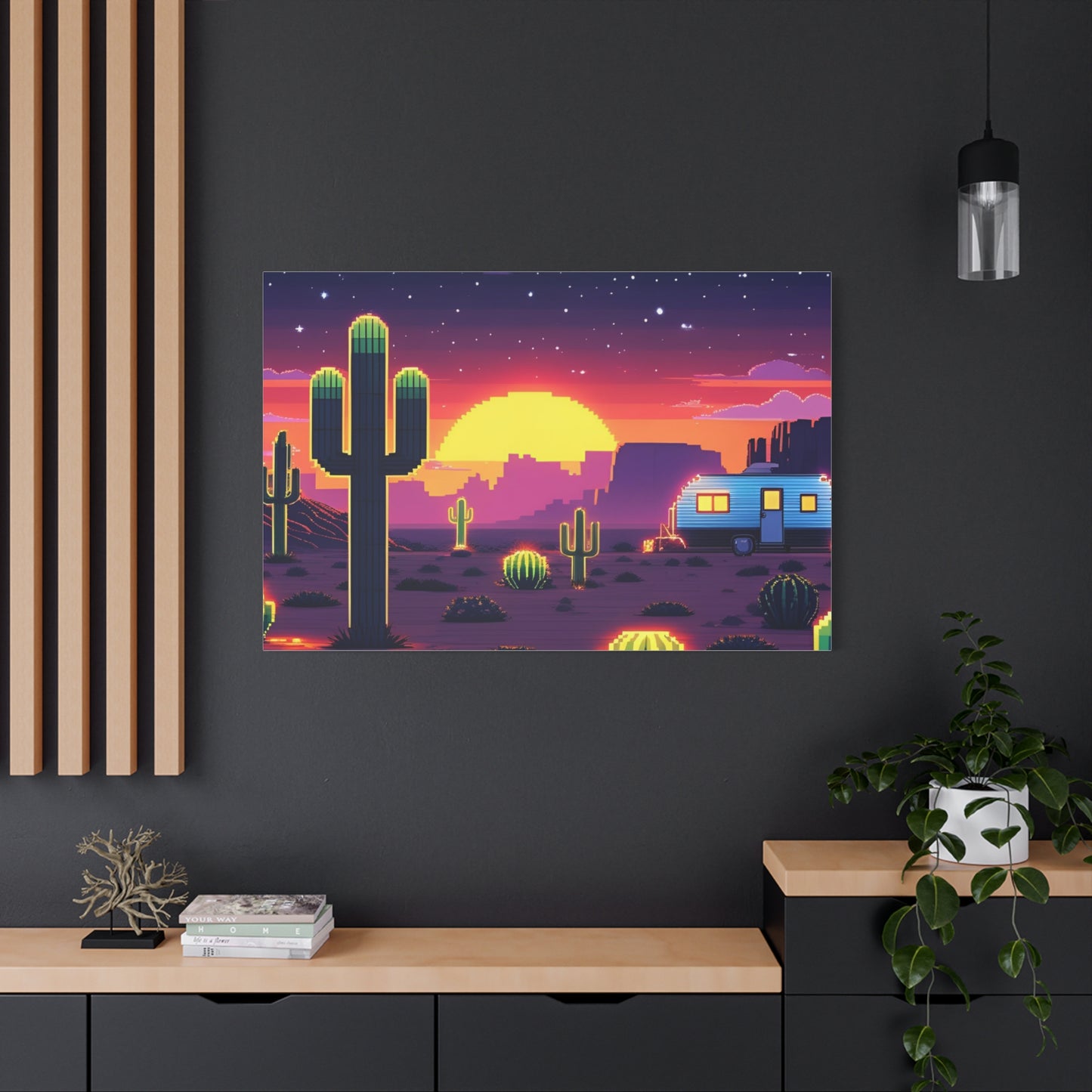 Desert Sunset Canvas Art Print | Retro Series