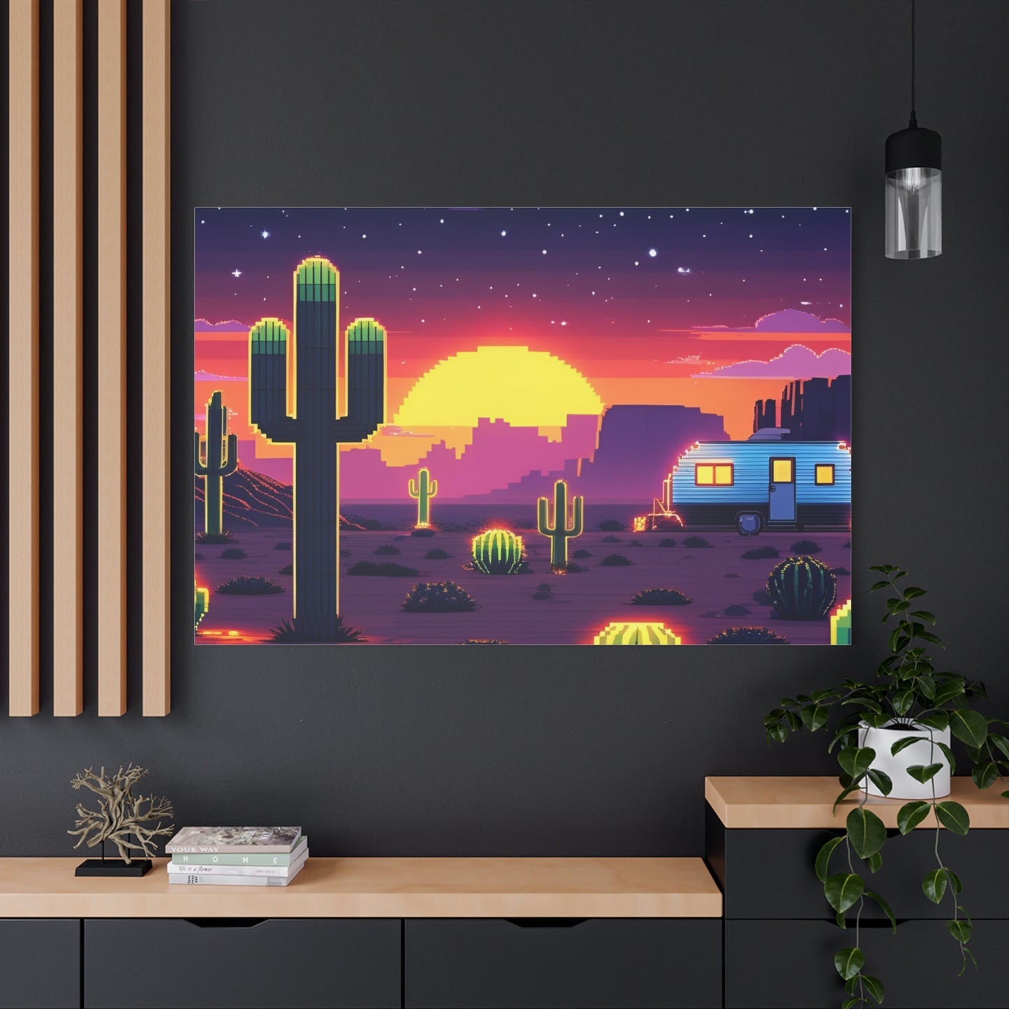 Desert Sunset Canvas Art Print | Retro Series