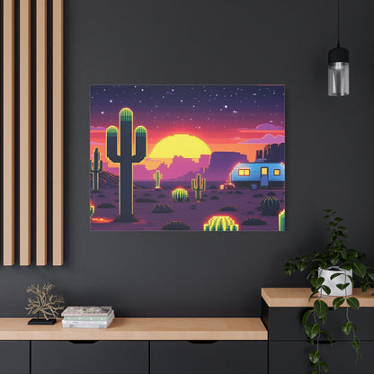 Desert Sunset Canvas Art Print | Retro Series