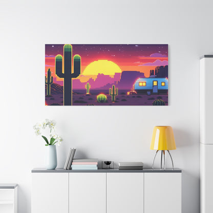 Desert Sunset Canvas Art Print | Retro Series