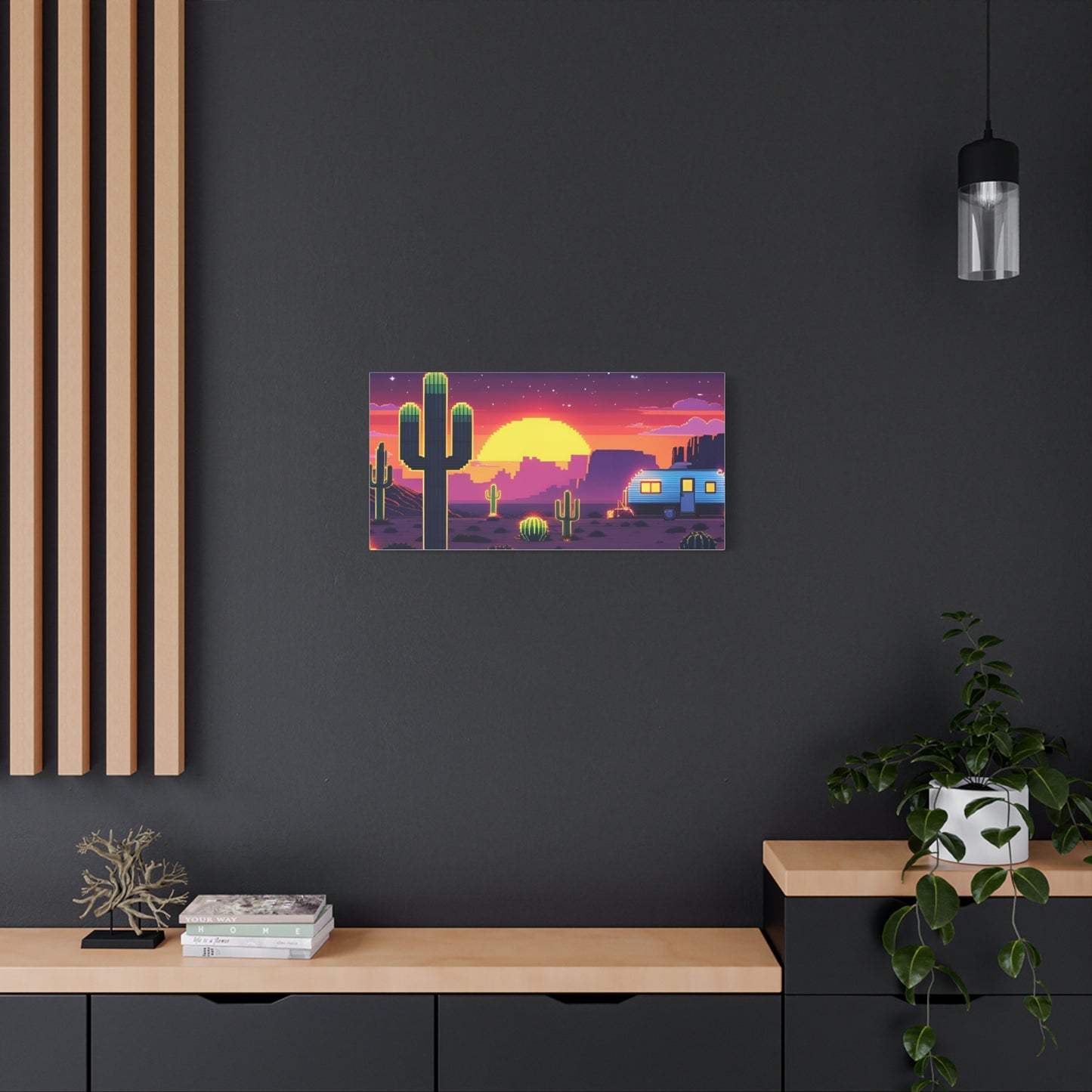 Desert Sunset Canvas Art Print | Retro Series