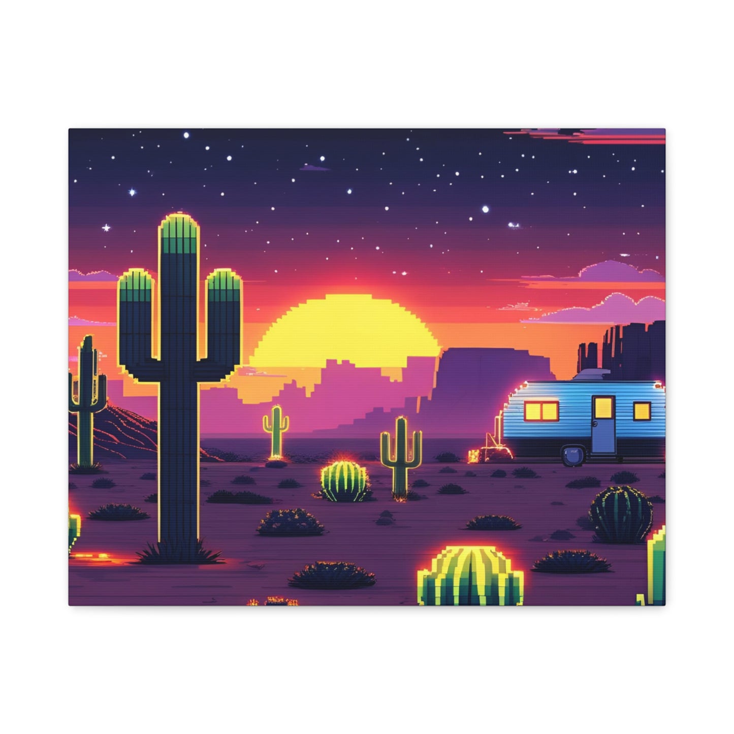 Desert Sunset Canvas Art Print | Retro Series