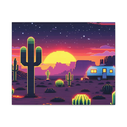 Desert Sunset Canvas Art Print | Retro Series
