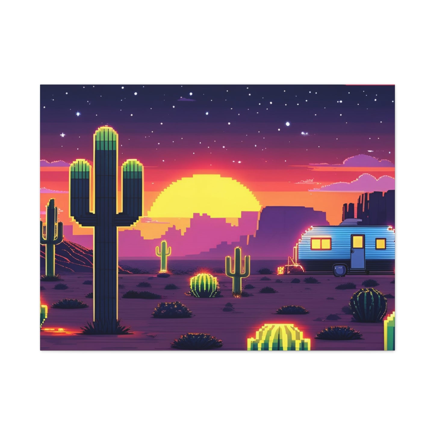 Desert Sunset Canvas Art Print | Retro Series