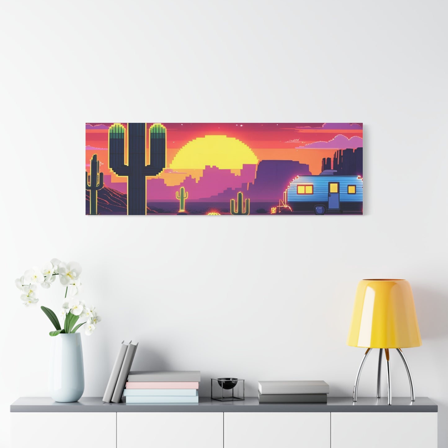 Desert Sunset Canvas Art Print | Retro Series