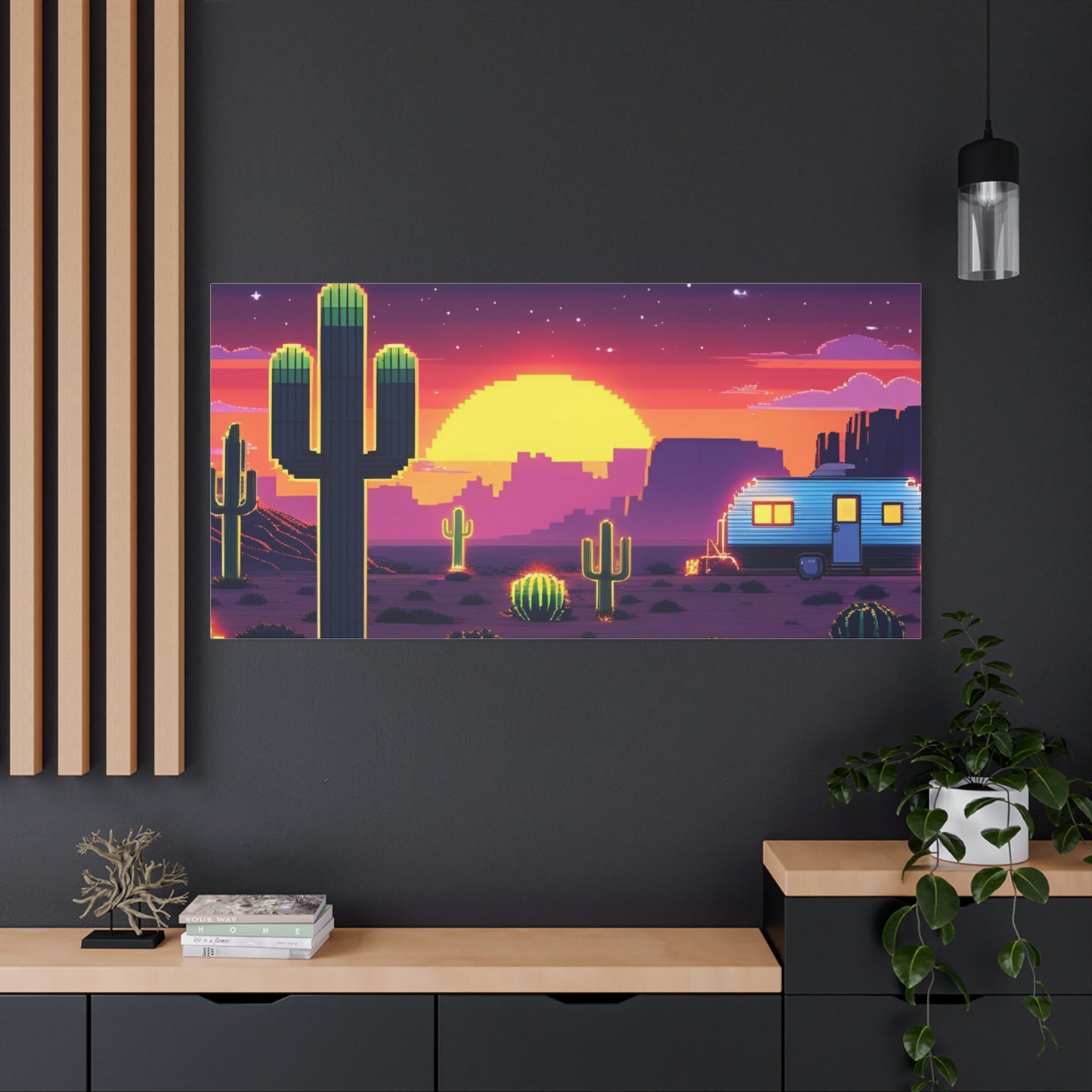 Desert Sunset Canvas Art Print | Retro Series