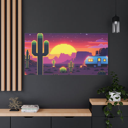 Desert Sunset Canvas Art Print | Retro Series
