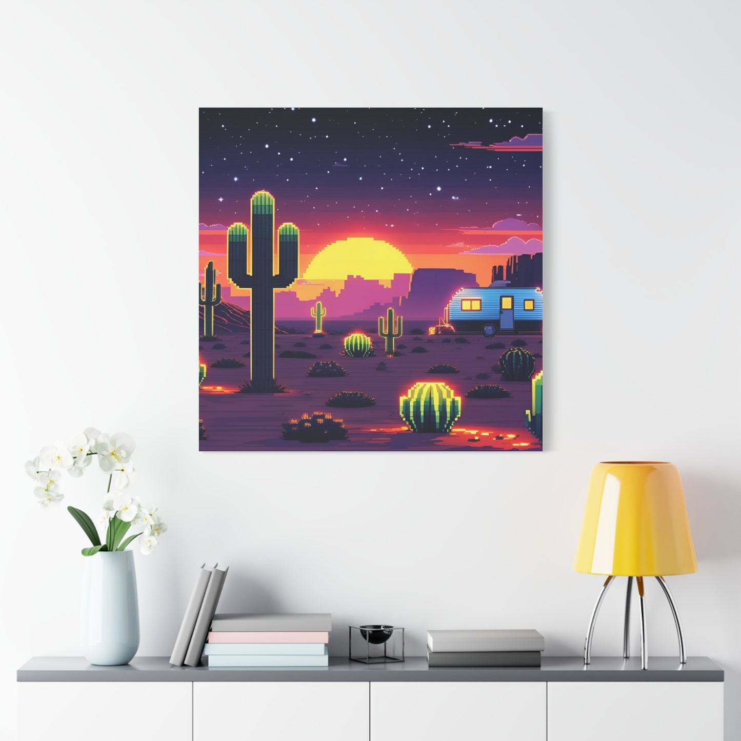 Desert Sunset Canvas Art Print | Retro Series