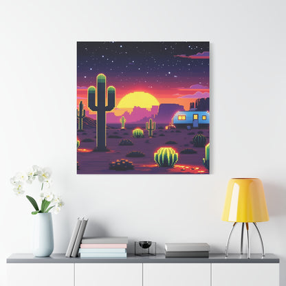 Desert Sunset Canvas Art Print | Retro Series