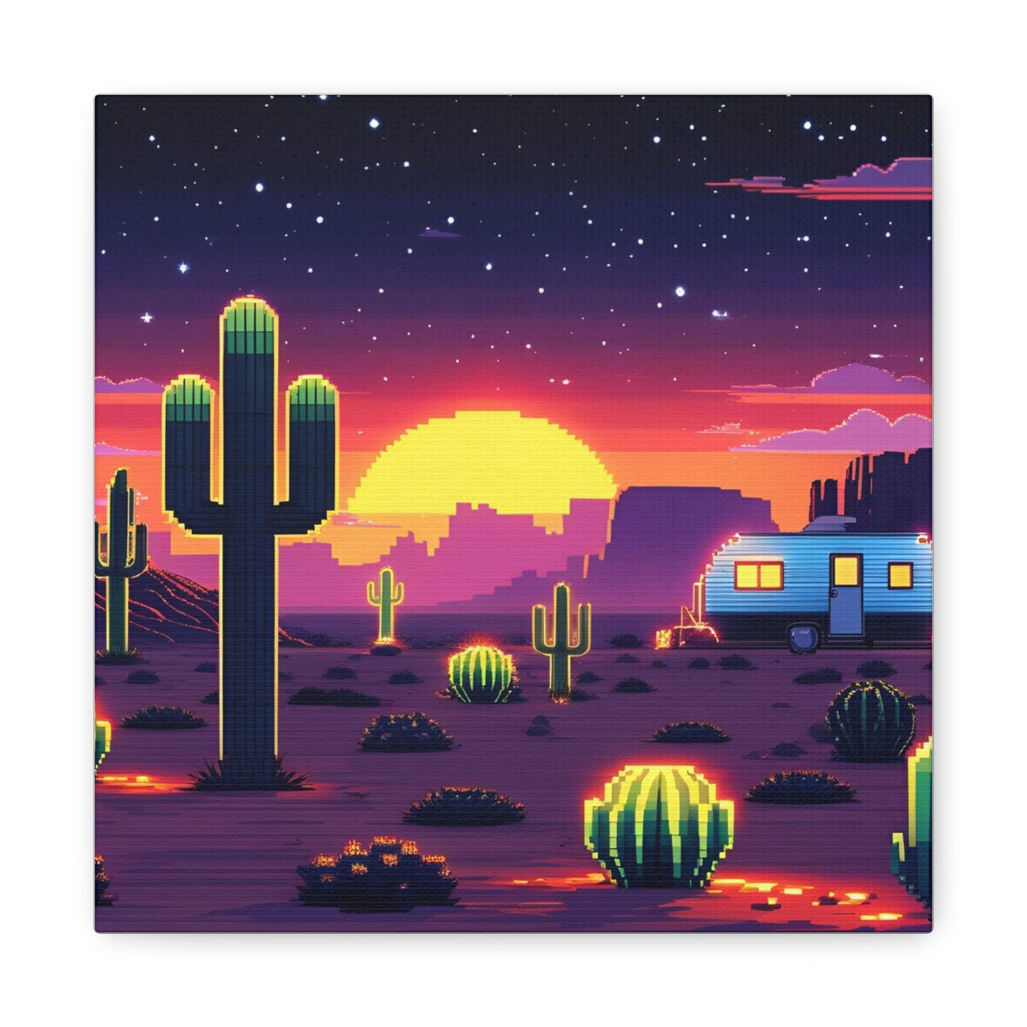 Desert Sunset Canvas Art Print | Retro Series